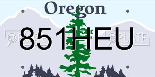 851HEU Oregon License Plate