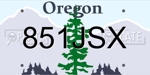 851JSX Oregon License Plate