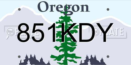 851KDY Oregon License Plate
