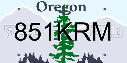 851KRM Oregon License Plate