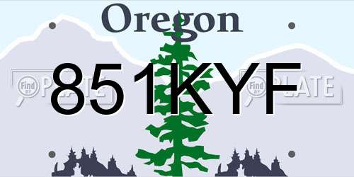 851KYF Oregon License Plate