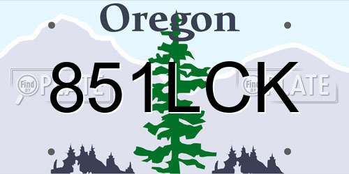 851LCK Oregon License Plate
