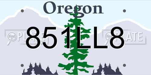 851LL8 Oregon License Plate