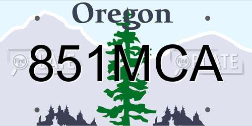 851MCA Oregon License Plate