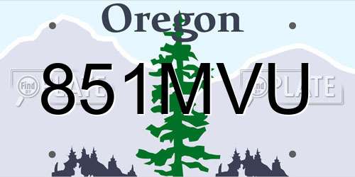 851MVU Oregon License Plate