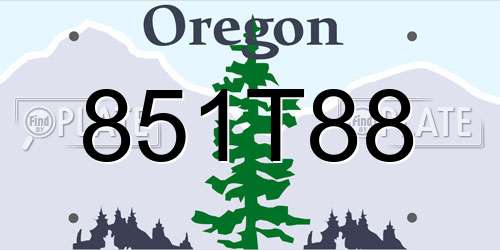 851T88 Oregon License Plate
