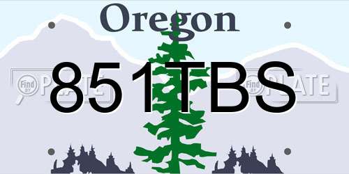 851TBS Oregon License Plate
