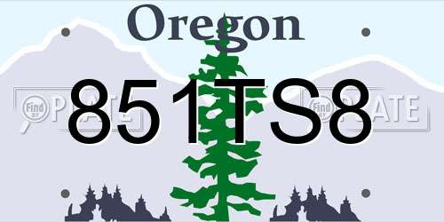 851TS8 Oregon License Plate