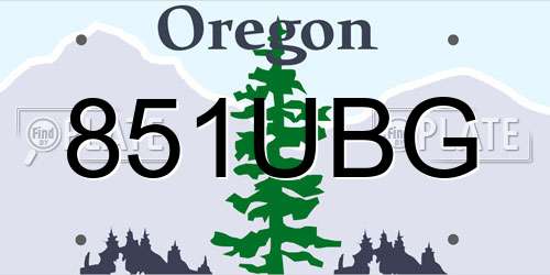 851UBG Oregon License Plate