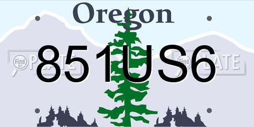 851US6 Oregon License Plate