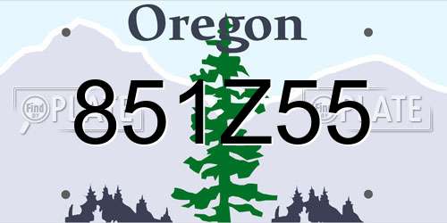 851Z55 Oregon License Plate
