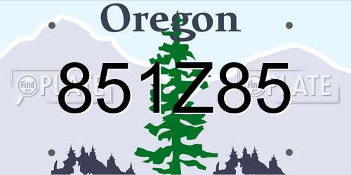 851Z85 Oregon License Plate