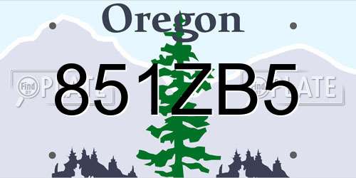 851ZB5 Oregon License Plate