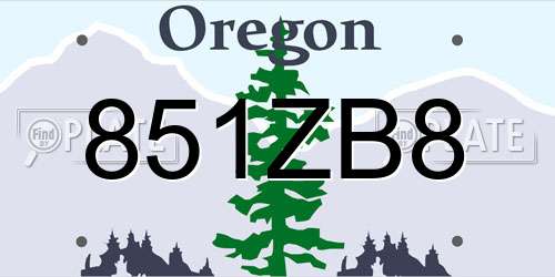 851ZB8 Oregon License Plate