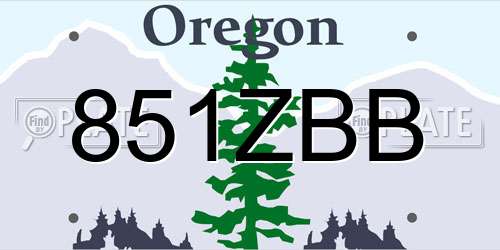 851ZBB Oregon License Plate