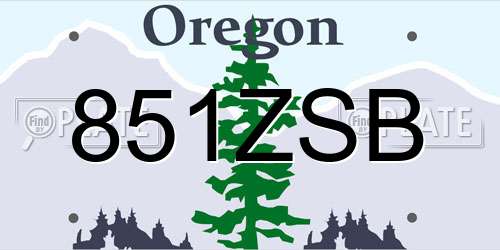 851ZSB Oregon License Plate
