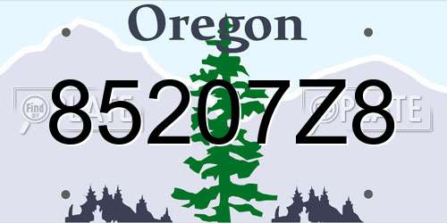 85207Z8 Oregon License Plate