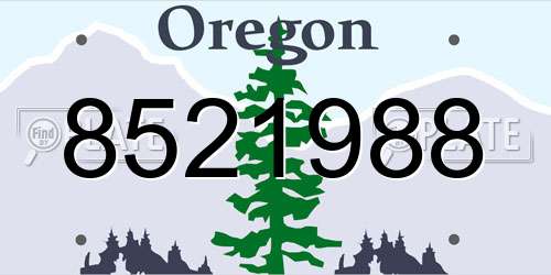 8521988 Oregon License Plate