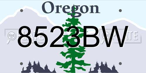 8523BW Oregon License Plate