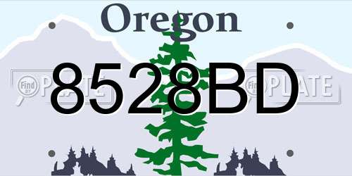8528BD Oregon License Plate