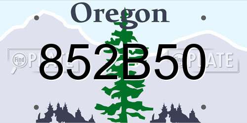 852B50 Oregon License Plate