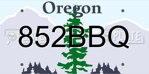852BBQ Oregon License Plate