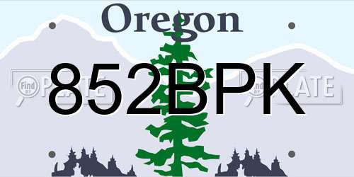 852BPK Oregon License Plate