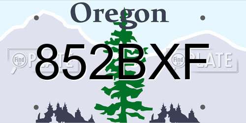 852BXF Oregon License Plate
