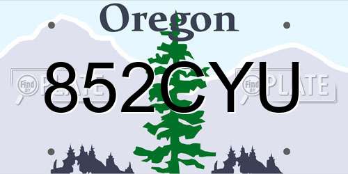 852CYU Oregon License Plate