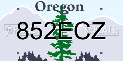 852ECZ Oregon License Plate