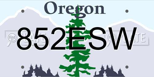 852ESW Oregon License Plate
