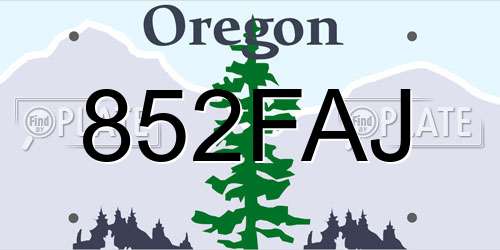 852FAJ Oregon License Plate