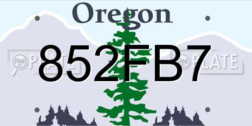 852FB7 Oregon License Plate