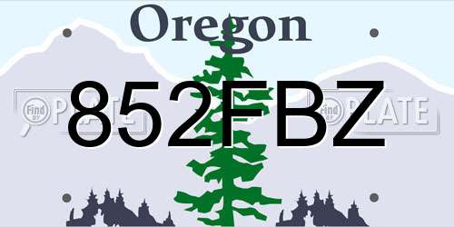 852FBZ Oregon License Plate
