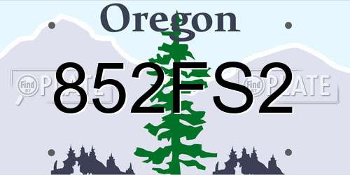 852FS2 Oregon License Plate