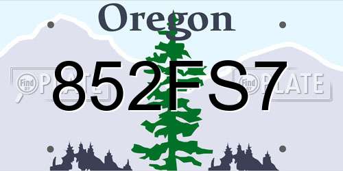 852FS7 Oregon License Plate