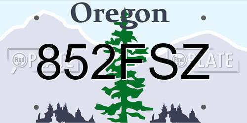 852FSZ Oregon License Plate