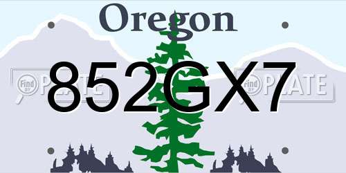 852GX7 Oregon License Plate