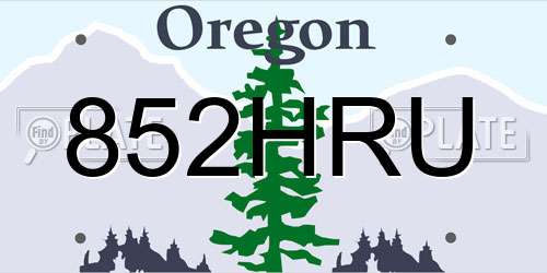 852HRU Oregon License Plate