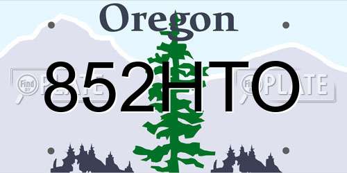 852HTO Oregon License Plate