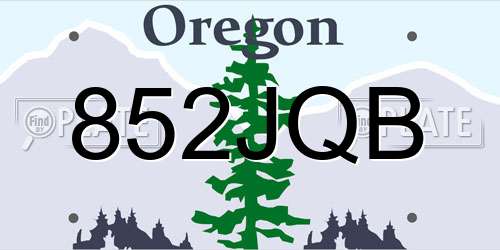 852JQB Oregon License Plate