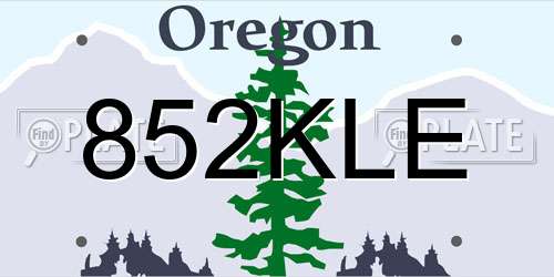 852KLE Oregon License Plate
