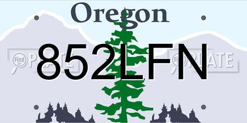 852LFN Oregon License Plate