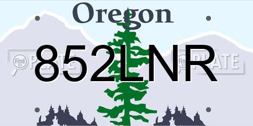 852LNR Oregon License Plate