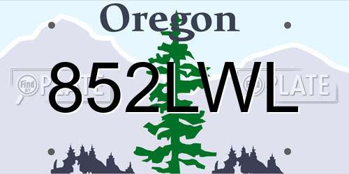 852LWL Oregon License Plate