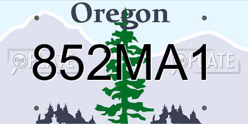852MA1 Oregon License Plate