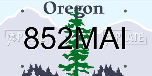 852MAI Oregon License Plate