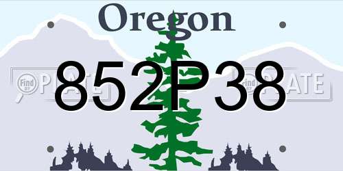 852P38 Oregon License Plate