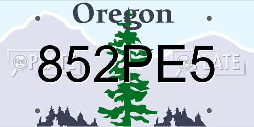 852PE5 Oregon License Plate