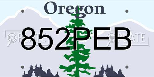 852PEB Oregon License Plate